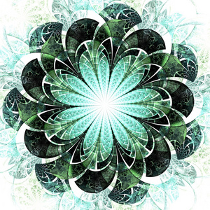 绿灯分形花，数码艺术作品