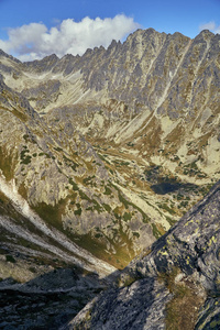 塔特拉山山脉的美丽全景, 在初秋, 北斯洛伐克, Predne 索里斯科