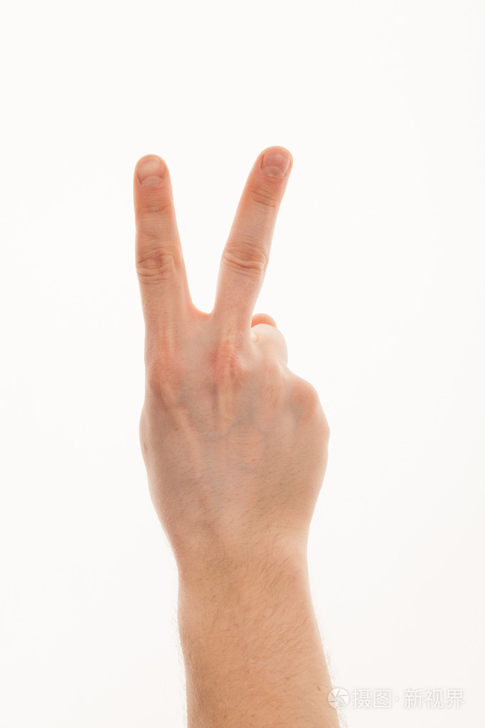 举手用两个手指在和平或胜利的象征.也是 th