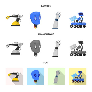 机器人和工厂符号的孤立对象。机器人与空间存量矢量图解的采集