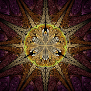 美丽的对称分形曼荼罗, 花或蝴蝶, 数码艺术品为创意平面设计。计算机生成的图形