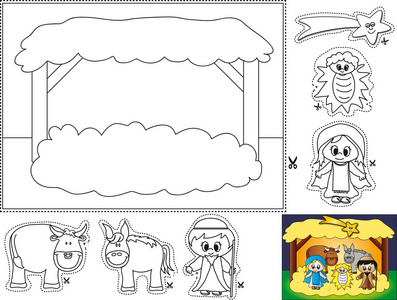 耶稣降生的颜色剪切和粘贴