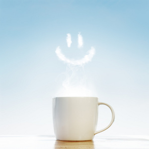 咖啡杯与微笑符号