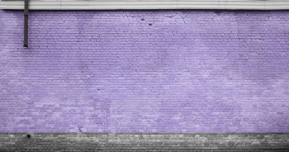 多排砖砌砖墙体的紫色画构图片