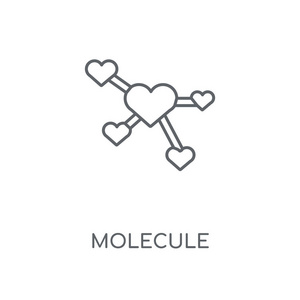 分子线性图标。分子概念笔画符号设计。薄的图形元素向量例证, 在白色背景上的轮廓样式, eps 10