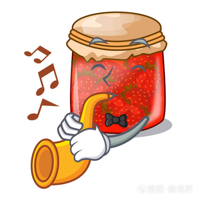 与小号新鲜美味的草莓果酱吉祥物矢量插画