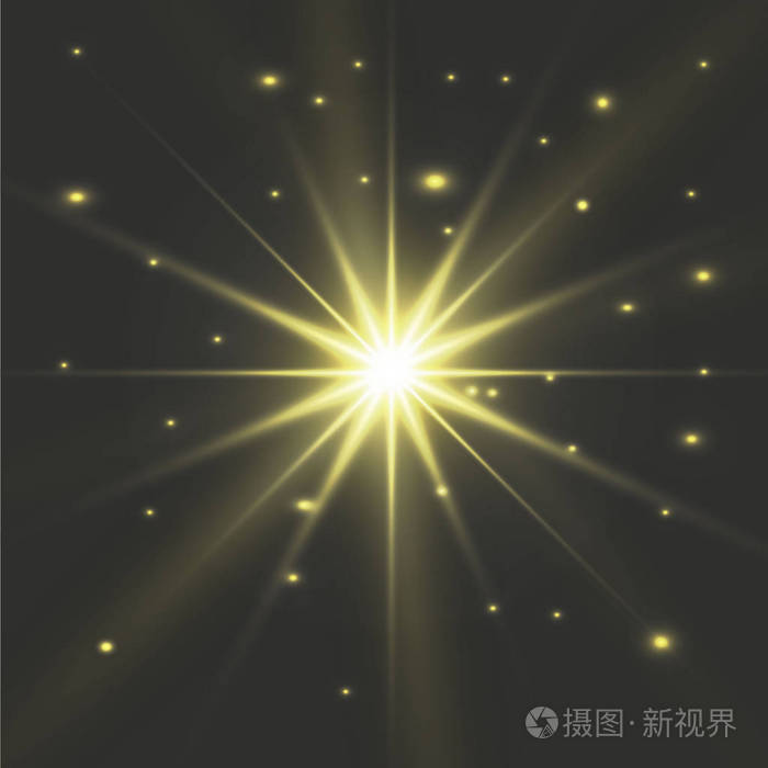 光的发光效果闪闪发光的星爆发光的金色光芒