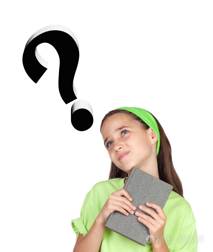 可爱的小女孩,质疑的东西