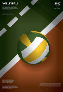 排球锦标赛海报模板设计矢量图示