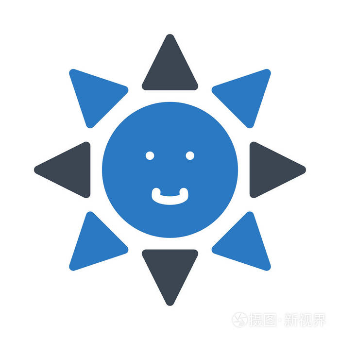 夏日阳光平图标, 矢量图, 插图