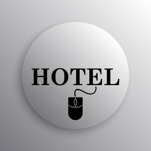 酒店图标。白色背景上的互联网按钮