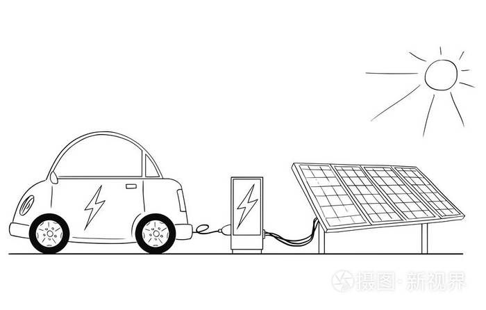 太阳能电站充电站电动汽车充电动画片