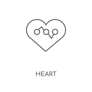 心形图标。心脏概念笔画符号设计。薄的图形元素向量例证, 在白色背景上的轮廓样式, eps 10