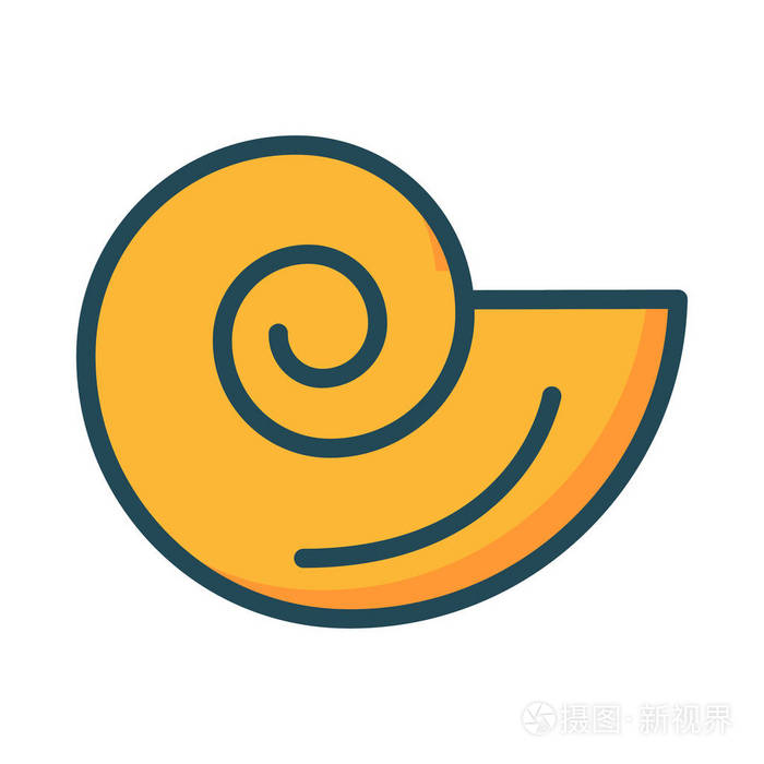蜗牛壳平面图标矢量插图