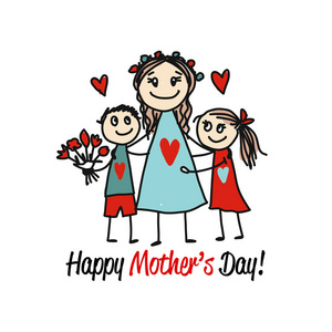 贺卡设计矢量梯度插图卡通男子在绷带母亲节贺卡用手写字体引用最好的