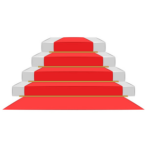仪式领奖台与红地毯, 基座楼梯台阶奖荣耀, 向量等距3d 模型插图照片
