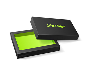 3D现代糖果开箱子，黑色和绿色EPS10