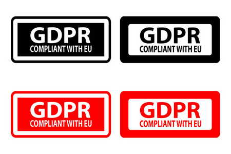 Gdpr 符合欧盟 一般数据保护规定橡皮戳矢量黑色和红色