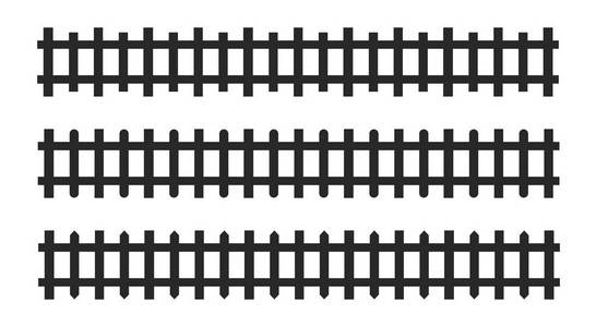 黑色栅栏的标志和标志。白色背景上的孤立向量图