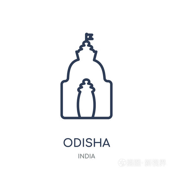 奥迪沙图标。从印度收集的奥迪沙线性符号设计。简单的大纲元素向量例证 