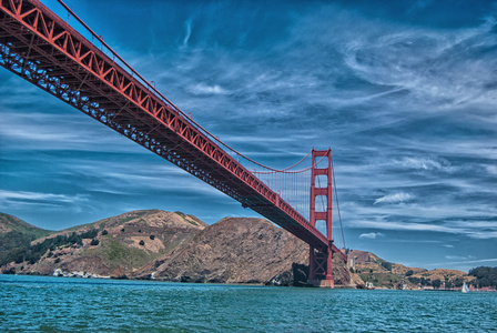 金门大桥，从船上，旧金山，加利福尼亚州