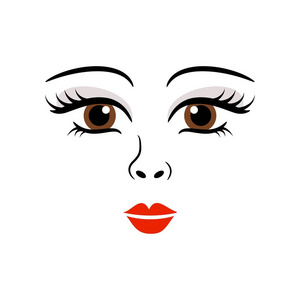 短粗眉动漫娃娃, 女孩, 女人可爱的脸模板矢量照片