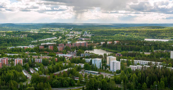 芬兰夏季库奥皮奥港口城市景观