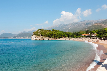 海滩附近岛屿 Sveti Stefan