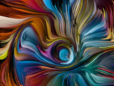 液体颜色系列。创意艺术与设计主题中的多色画条纹的构成