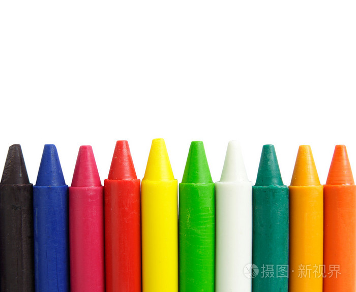 在白色背景上的蜡蜡笔