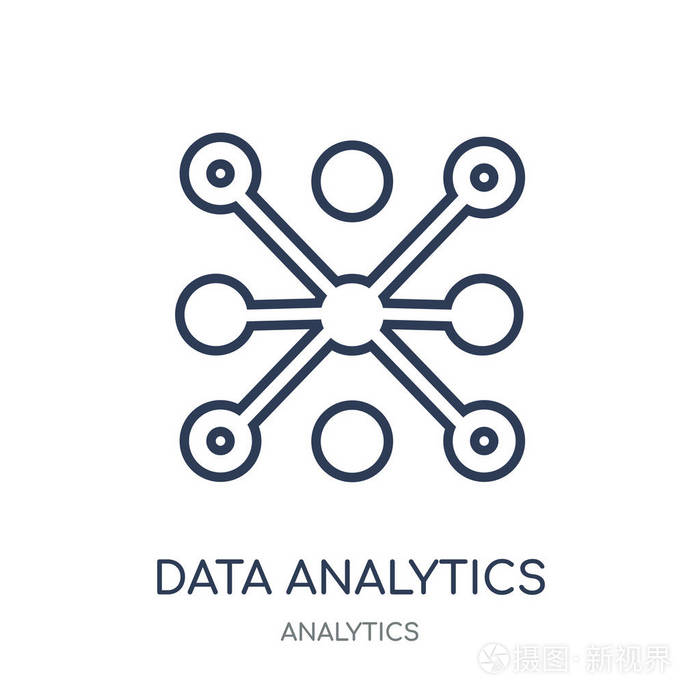 数据分析圆形图标数据分析从分析集合的循环线性符号设计简单的大纲