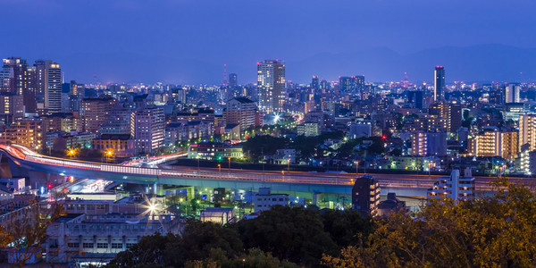 在日本北部九州福冈城市景观