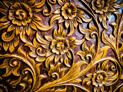 泰式木雕装饰, 雕刻木, 橱柜旧图案照片