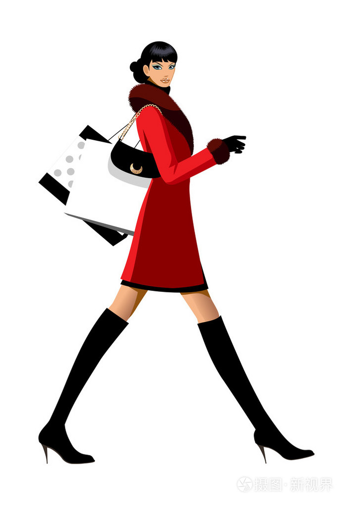 女人走的侧视图插画-正版商用图片0akrhq-摄图新视界