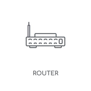 路由器线性图标。路由器概念笔画符号设计。薄的图形元素向量例证, 在白色背景上的轮廓样式, eps 10