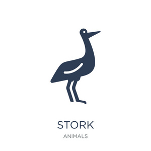stork 图标。时尚的平面向量 stork 图标在白色背景从动物收藏, 向量例证可以为网和移动, eps10