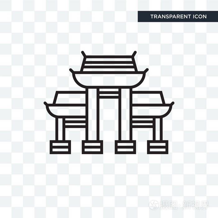 牌坊矢量图标在透明背景上隔离, 牌坊插画-正版商用图片0al3en-摄图新