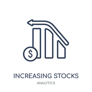 增加股票图标。从分析集合中增加股票线性符号设计。简单的大纲元素向量例证在白色背景