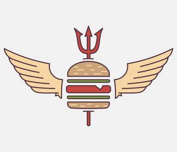 贝尔泽布的汉堡是一个关于街头食品的载体插图