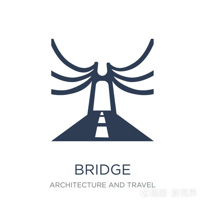 桥接图标。时尚的平面矢量桥图标在白色背景从建筑学和旅行汇集, 向量例证可用于网络和移动, eps10