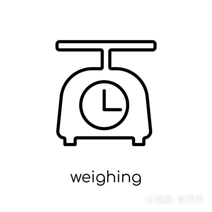 称重图标在白色背景从细线电子设备汇集, 轮廓向量例证插画-正版商用