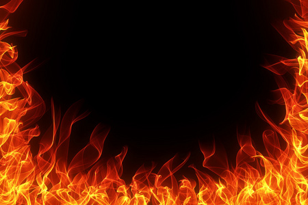 火和火焰帧火火焰燃烧着的草厚 fiary 烟雾在黑色孤立的背景.