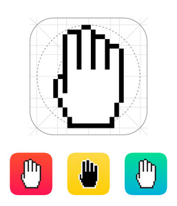 四个手指。像素手形光标图标