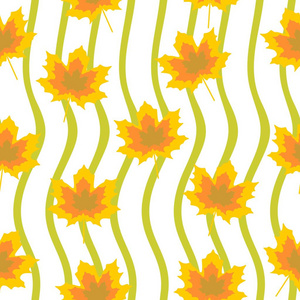 具有孟菲斯几何抽象的秋季花卉图案