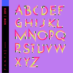 抽象彩色字体和字母表的矢量