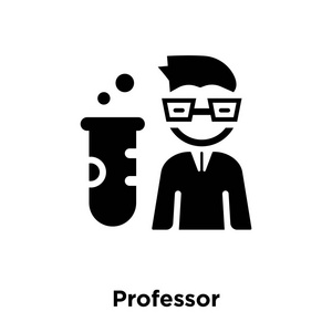 教授图标向量被隔离在白色背景上, 标志概念的教授标志在透明的背景, 充满黑色符号