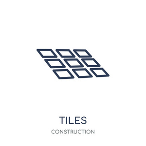 脚后跟贴集合磁贴图标.从建筑集合中平铺线性符号设计.