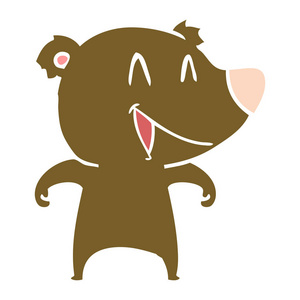 笑熊扁平颜色风格动画片