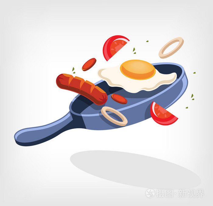 炒鸡蛋.矢量图