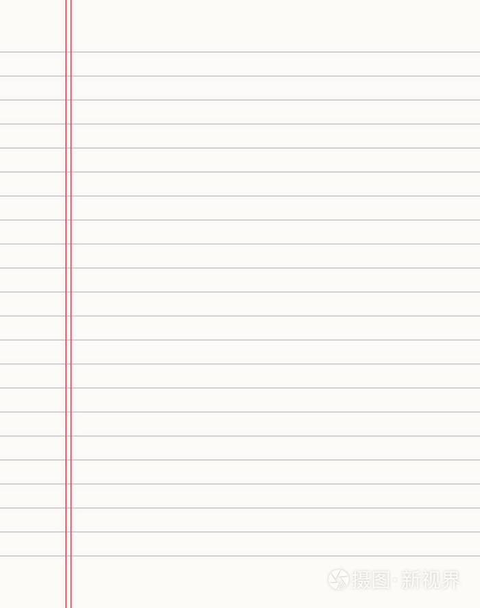 空白笔记本页面表.带灰色和红色线条的带内衬向量空笔记本页面